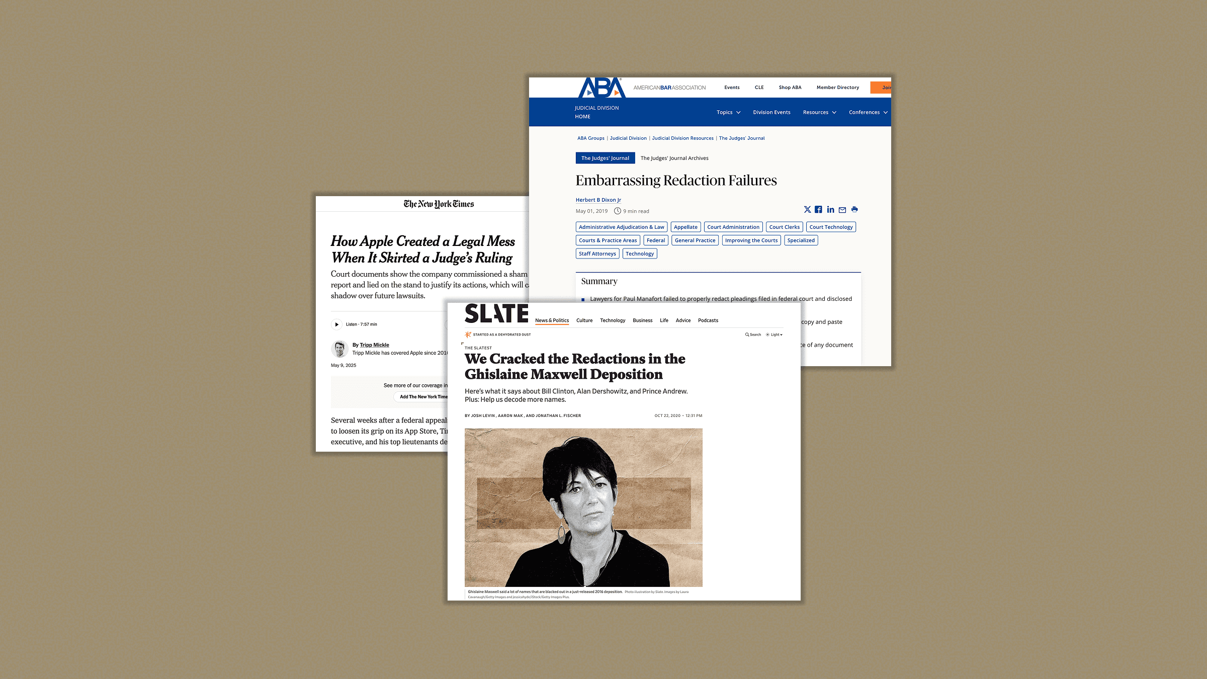 Examples of famous redaction failures in litigation illustrating confidentiality risks.